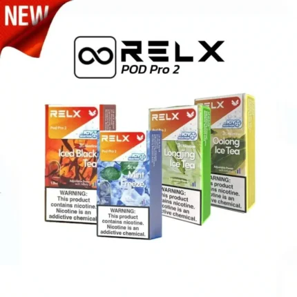 RELX® PODS PRO – Premium leak-resistant vape pods with SmartPace™ alert and rich flavors, compatible with RELX Infinity devices.